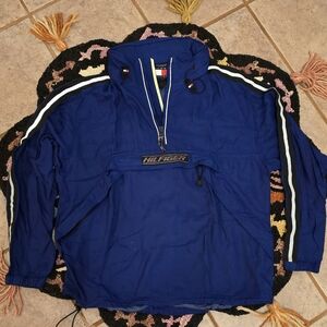 🔥🔥 Y2K Tommy Hilfiger Navy Windbreaker with Hood 🔥🔥 Size M